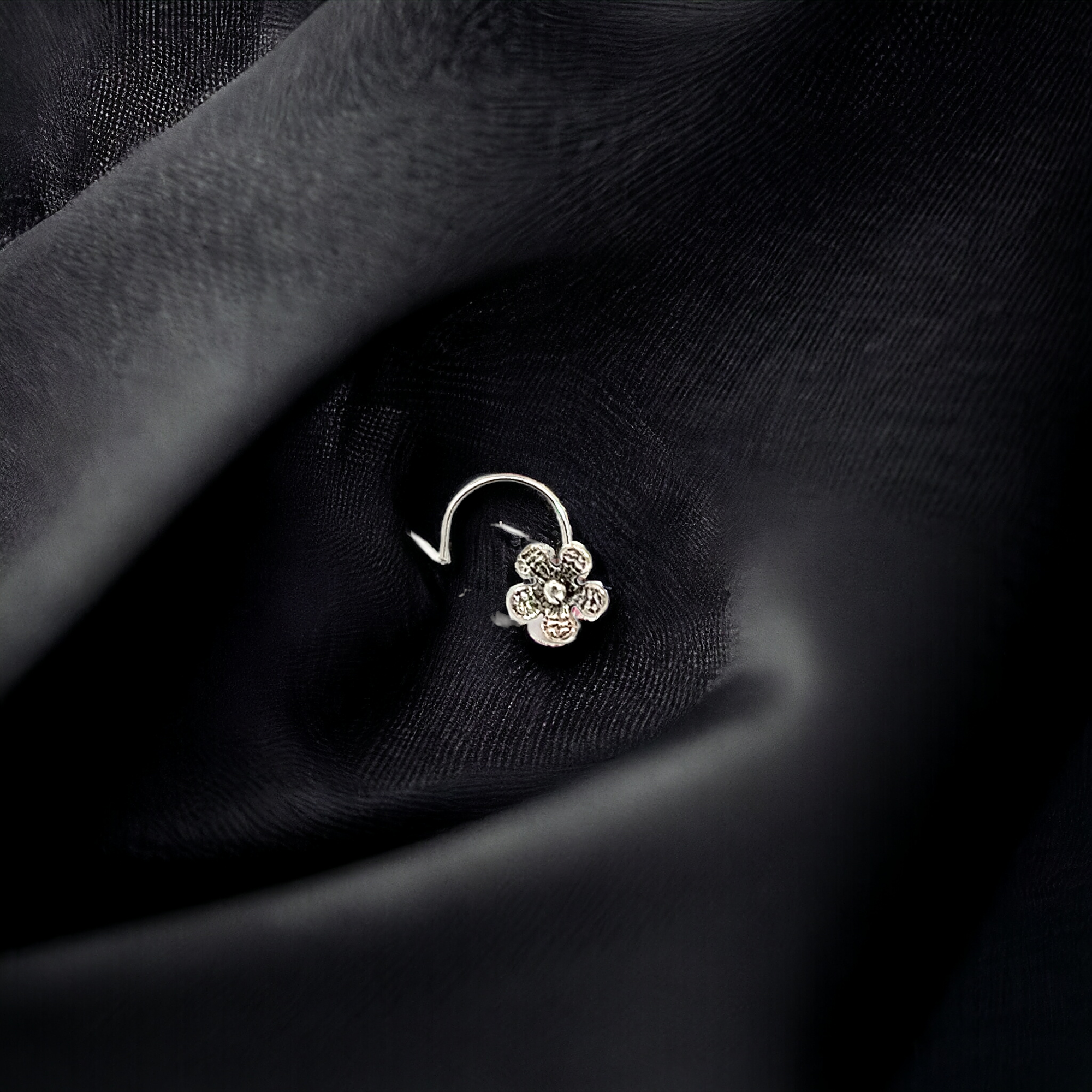 Purpleluck Mahima Oxidized Silver Nose Pin trendy traditional indain jewellery