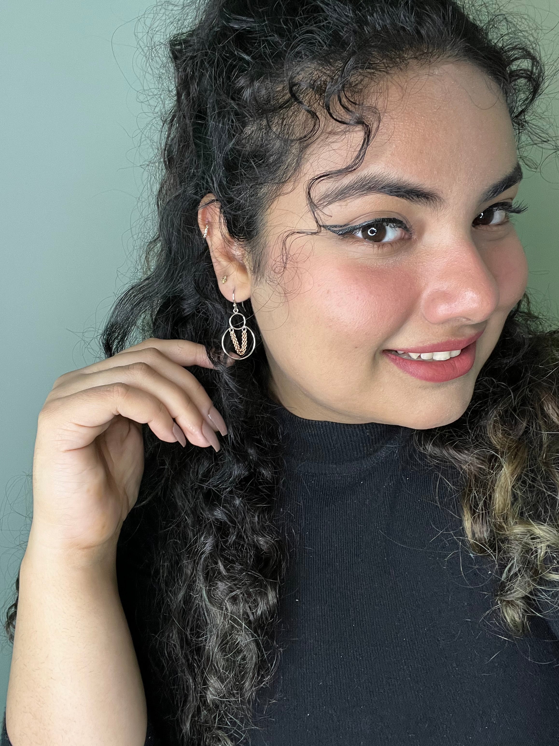 PurpleLuck - Silver and Rose Gold Celene Hoop Earrings