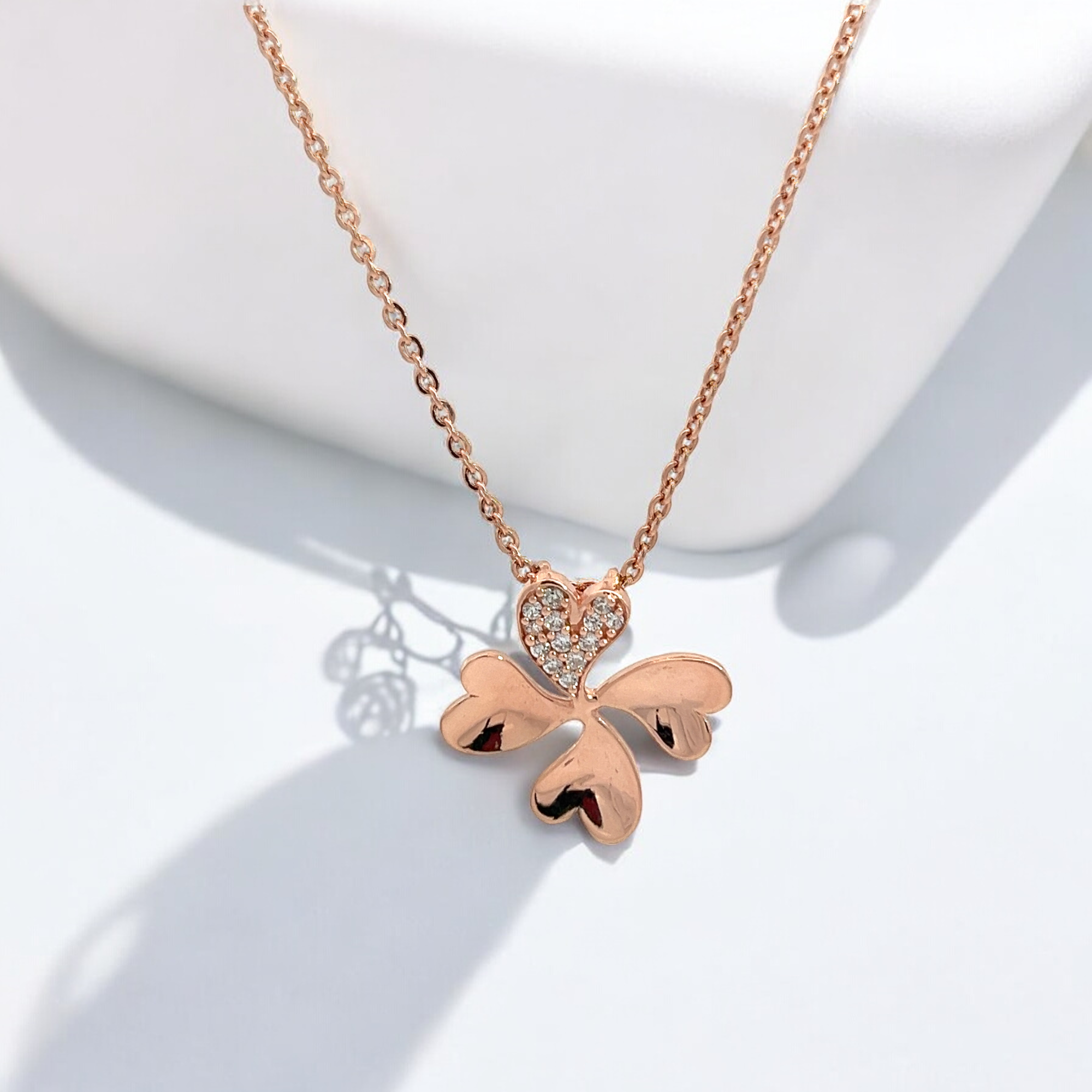 Purpleluck Malika Rose Gold Necklace. Sterling Silver pendant with adjustable chain. Elegant party wear necklace
