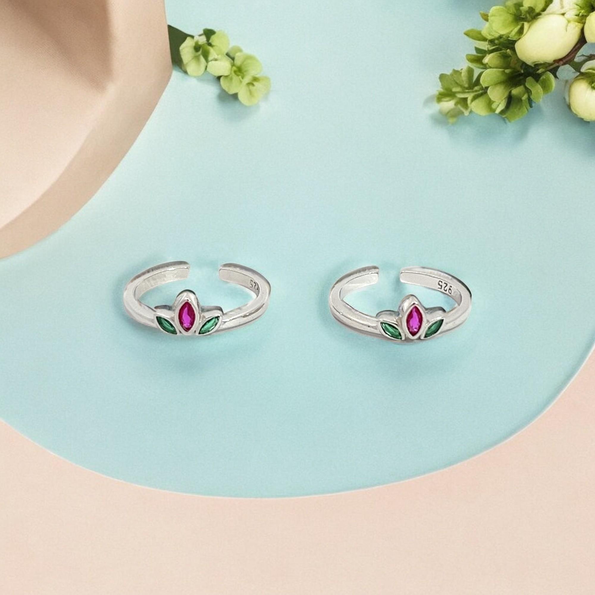 Purpleluck Mandanna Silver Toe Rings. Sterling Silver Traditional wear for women, perfect for daily wear