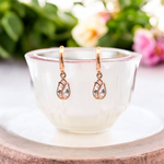 PurpleLuck Margot Rose Gold Drop Earrings. Sterling Silver, Elegant and Dainty Earrings for Women and Girls