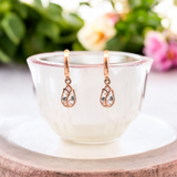 PurpleLuck Margot Rose Gold Drop Earrings. Sterling Silver, Elegant and Dainty Earrings for Women and Girls