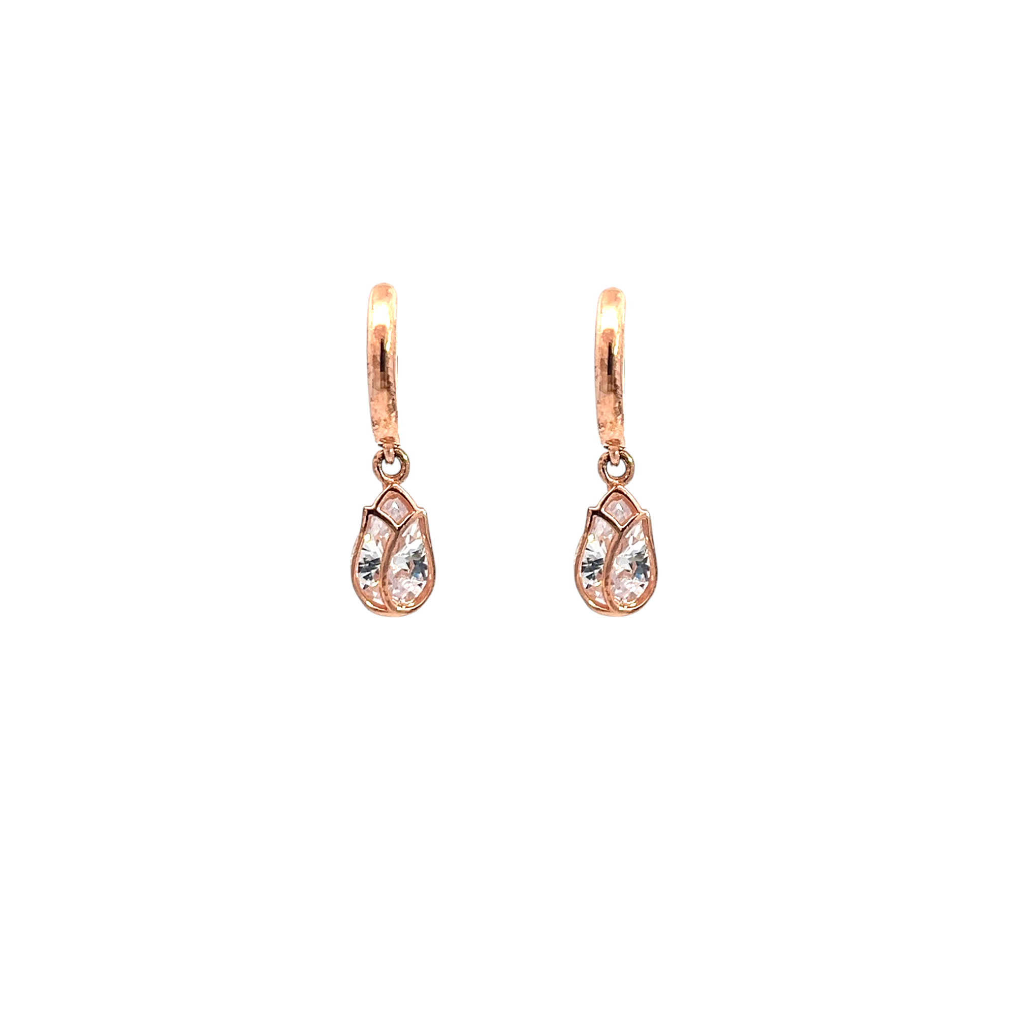 PurpleLuck Margot Rose Gold Drop Earrings. Sterling Silver, Elegant and Dainty Earrings for Women and Girls