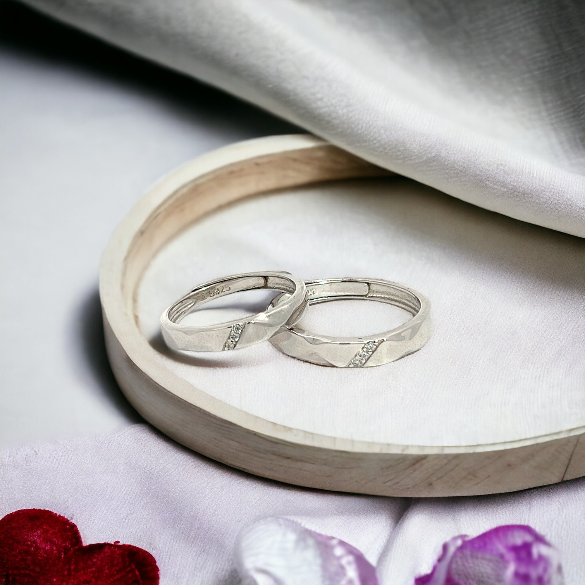 PurpleLuck Marilyn 925 Silver Couple Ring  Adjustable modern and elegant ring for Him and Her. Perfect Romantic gift