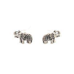 PurpleLuck Elephant Charm Oxidized Silver Earrings for Women, festive wear. Indian traditional studs