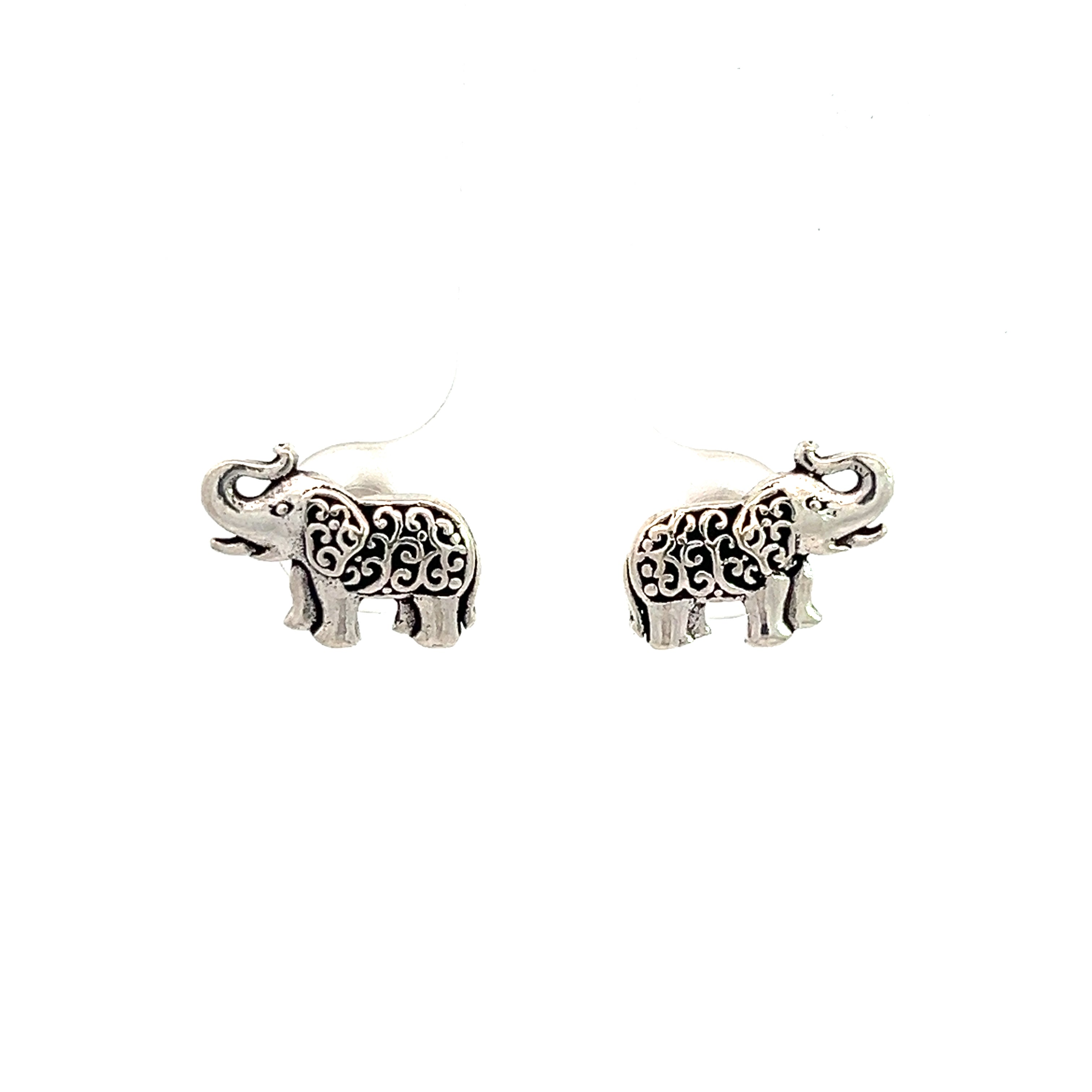 PurpleLuck Elephant Charm Oxidized Silver Earrings for Women, festive wear. Indian traditional studs
