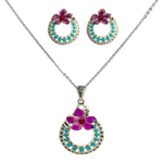 PurpleLuck Mina 999 Silver Pendant Set. Luxury pendant and earrings for women and girls Perfect wedding and Valentines day gift 