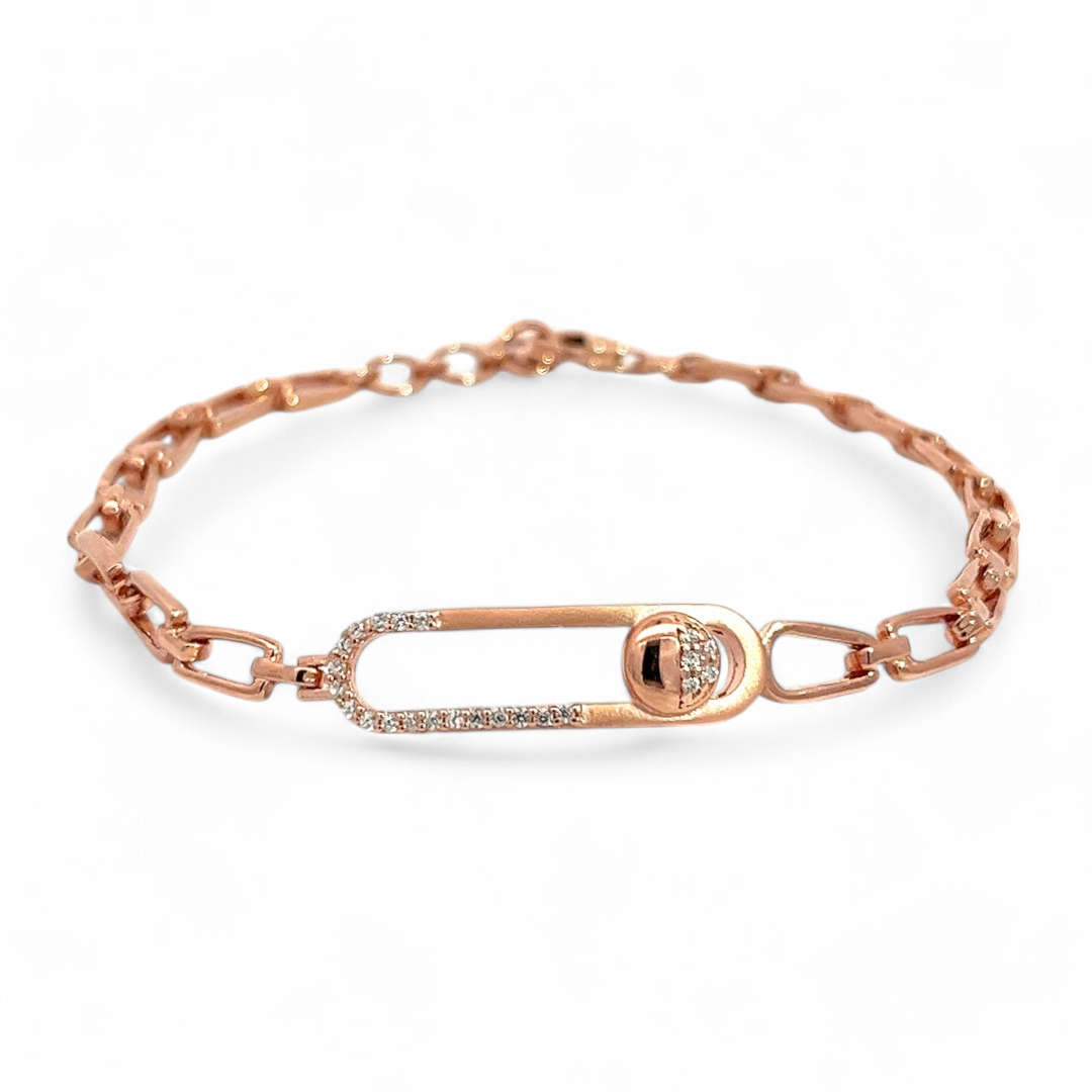 Purpleluck Minissha 925 Silver Bracelet in Rose Gold Plating. Elegant charm bracelet for Women and girls. Ideal Gift for girlfriend.