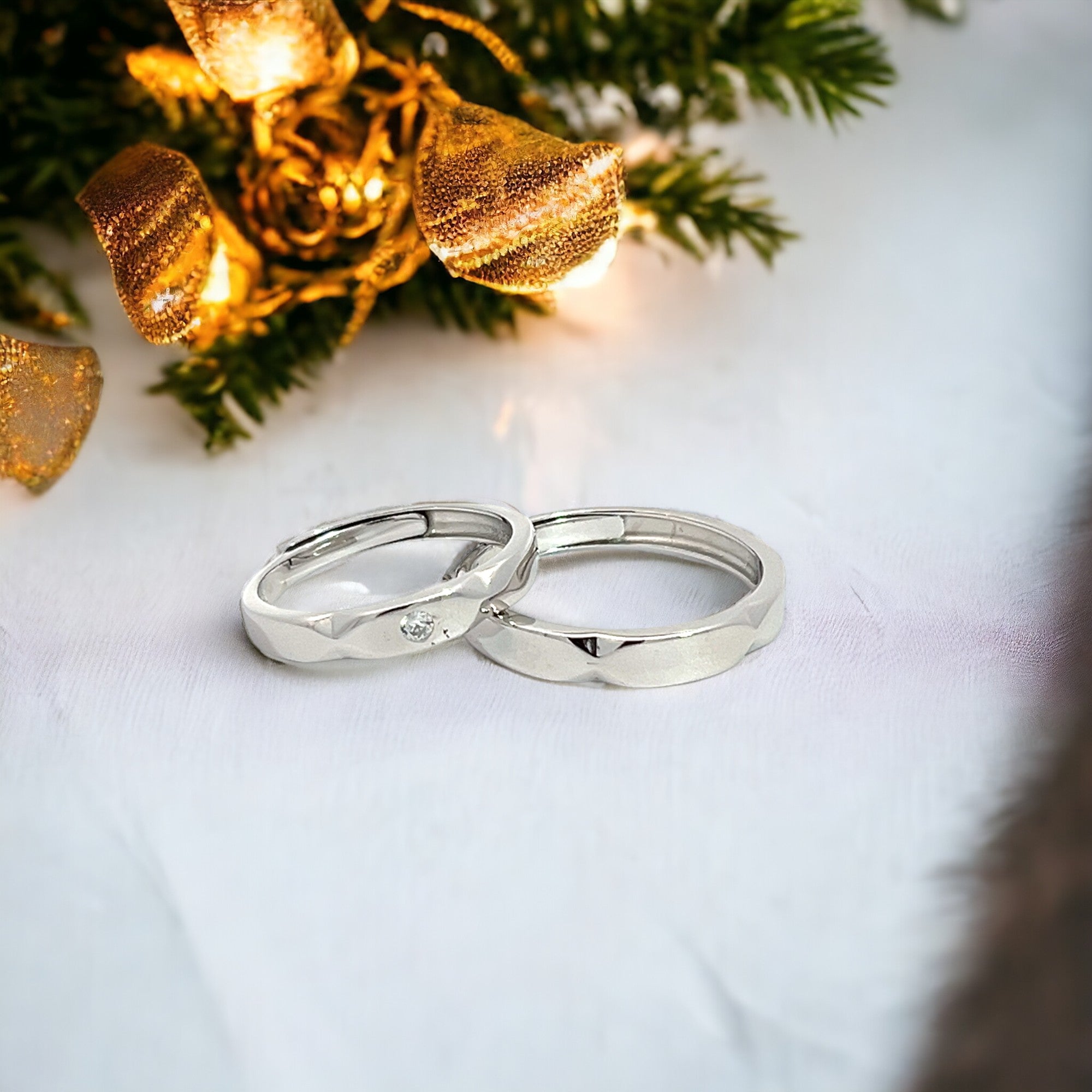 Purpleluck- Minimal Silver Couple Rings