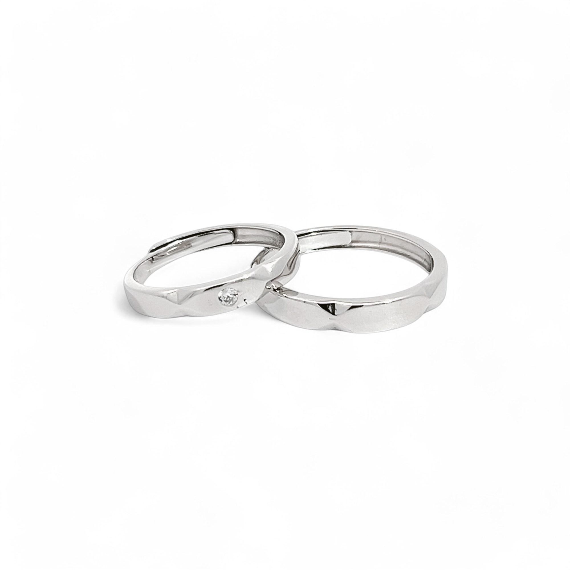 Purpleluck- Minimal Silver Couple Rings