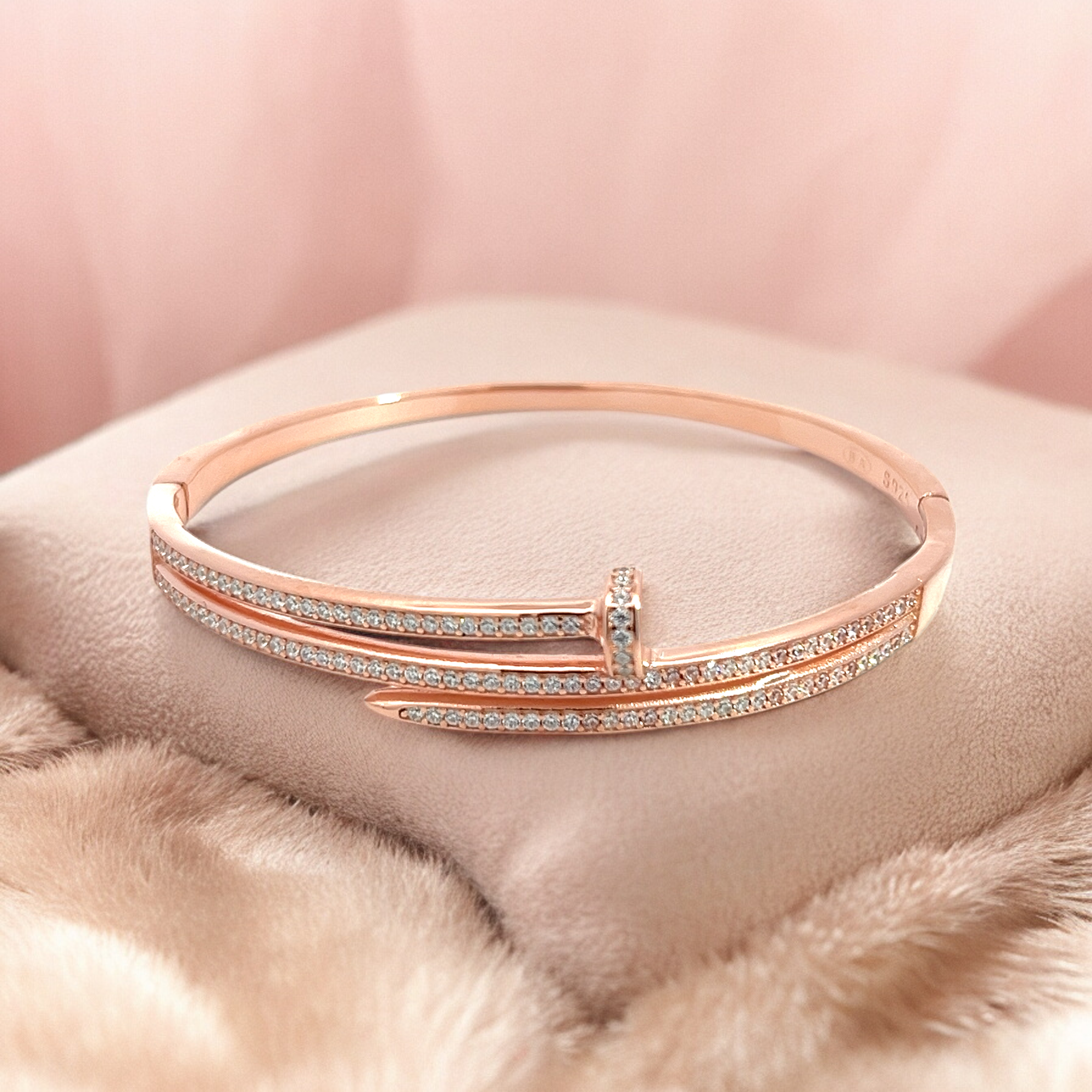PurpleLuck- Rose Gold Nail Diamond Bracelet
