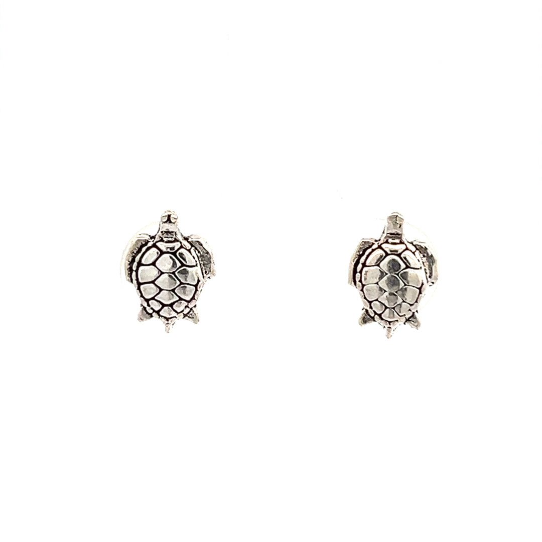 PurpleLuck Naomi Oxidized Sterling Silver Earrings . Tortoise shape cute and charming studs for women and girls 