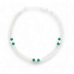 PurpleLuck Nargis 925 Silver Anklet. Double layered bead anklet for daily and festive wear