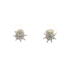 PurpleLuck Natalie Silver Earrings. Sun Shaped Zircon Studs for women and girls for daily wear