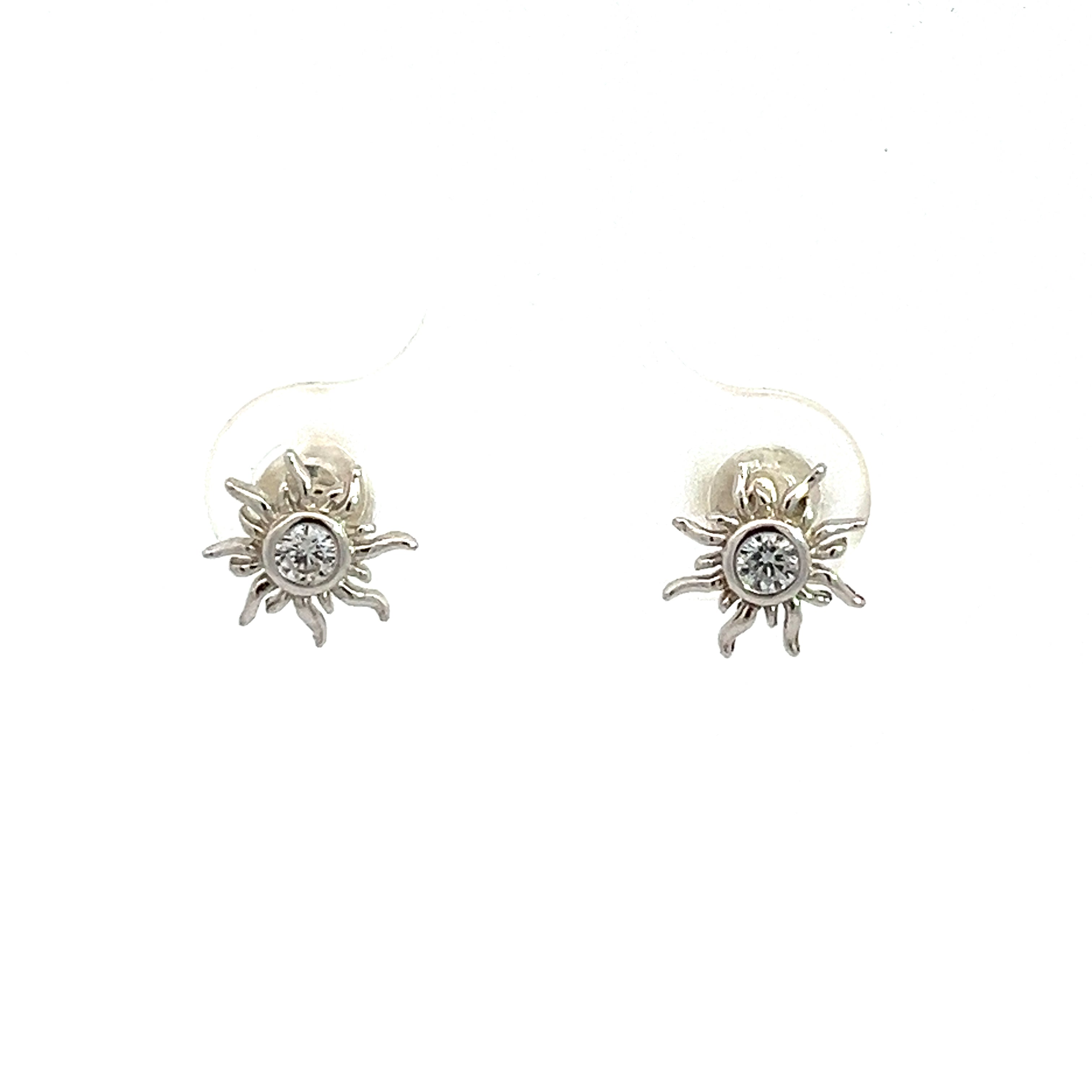 PurpleLuck Natalie Silver Earrings. Sun Shaped Zircon Studs for women and girls for daily wear