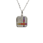 PurpleLuck Silver Gemstone Grid Pendant with adjustable chain for women Sterling Silver