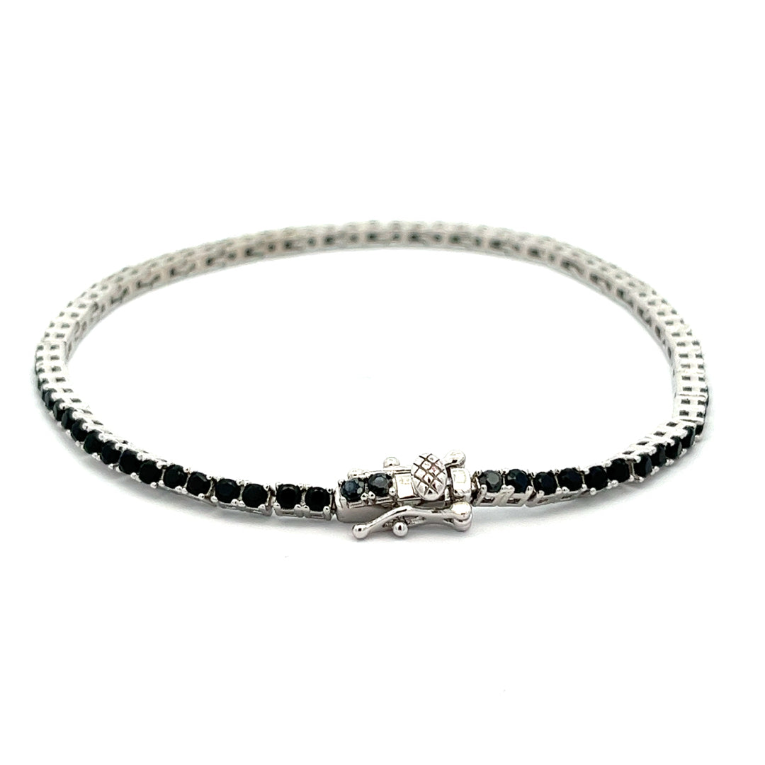 PurpleLuck Ariana Silver Black Tennis Bracelet, black stone elegant and dainty bracelet for girls