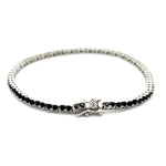 PurpleLuck Ariana Silver Black Tennis Bracelet, black stone elegant and dainty bracelet for girls