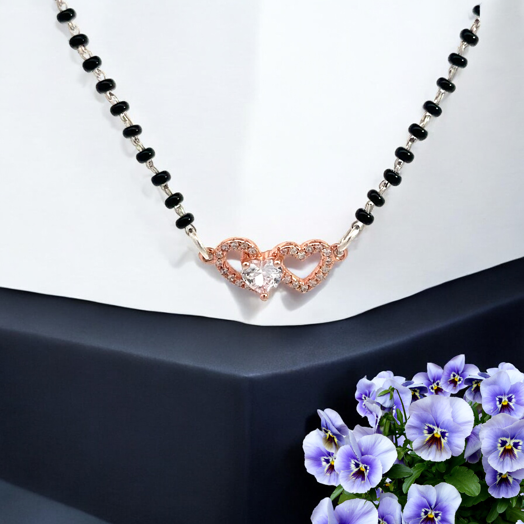 PurpleLuck Nimrit Rose Gold  Mangalsutra 925  Silver elegant and dainty traditional wear
