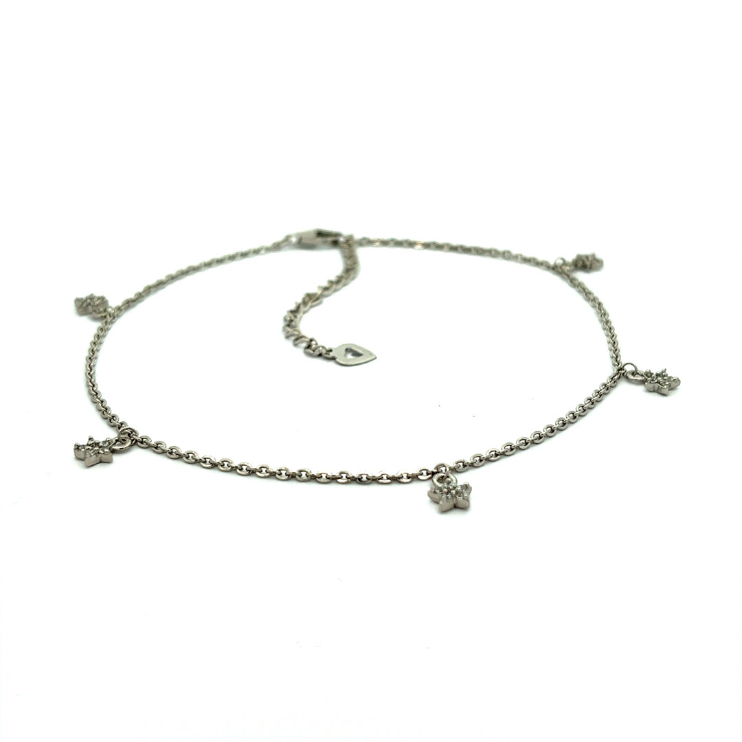 PurpleLuck Nithya 925 Silver Anklet. Star charm anklet with adjustable chain for women and girls. Ideal gift for girlfriend and wife