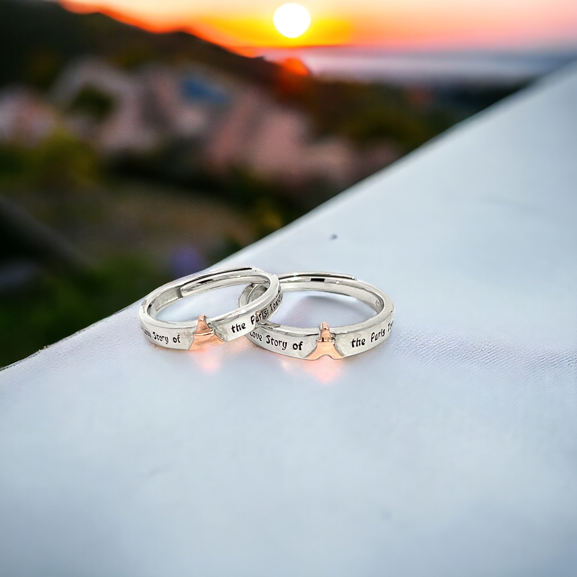 Purpleluck Paris Silver Couple Rings for Valentines Day Gift- Him and Her