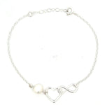 PurpleLuck- Infinite Love Silver Pearl Bracelet