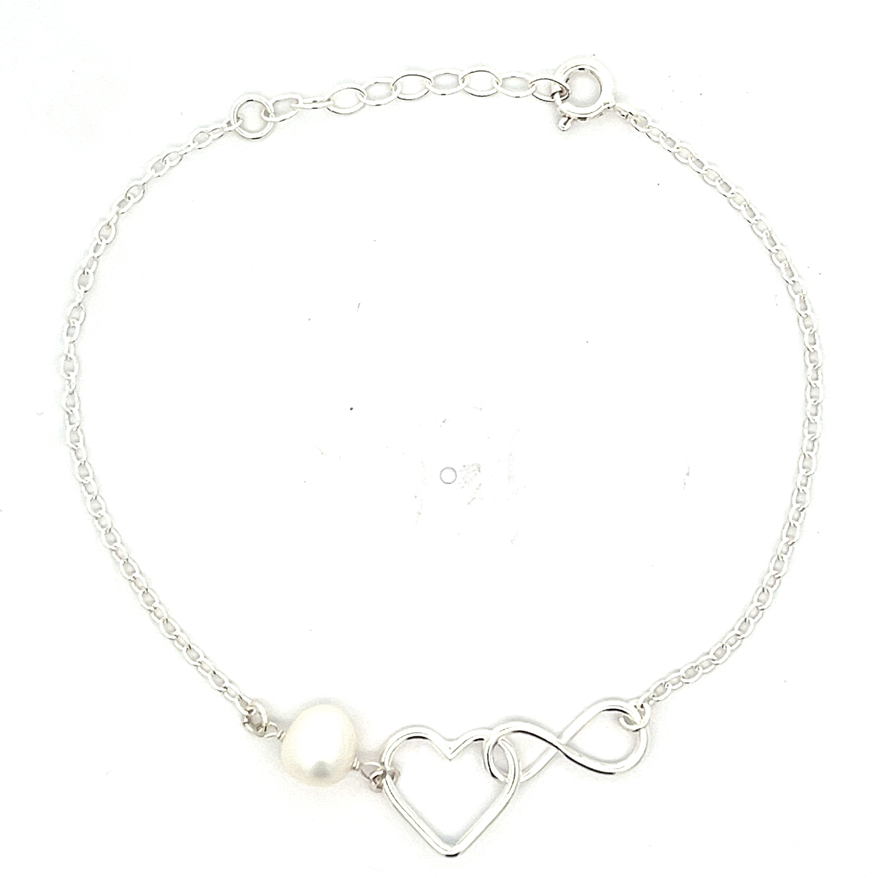 PurpleLuck- Infinite Love Silver Pearl Bracelet