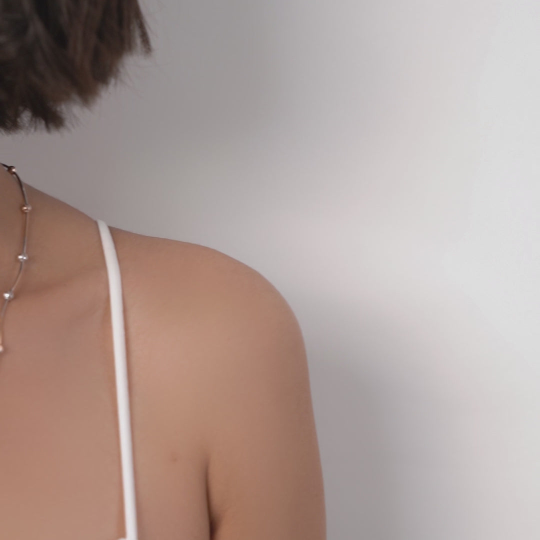 Purpleluck Frances Rose Gold Italian Necklace. Sterling Silver sleek neckalce chain for women and girls for gifting