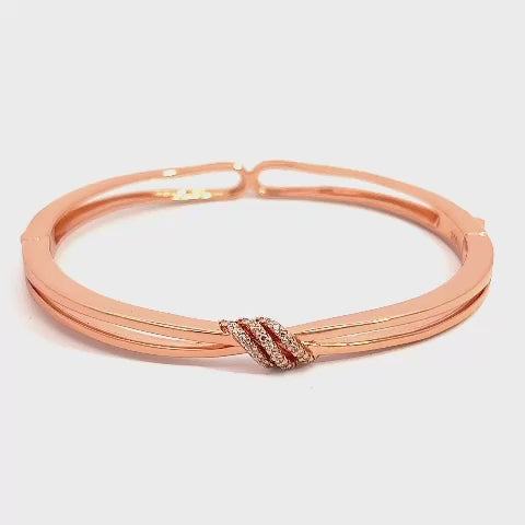 PurpleLuck Vanessa 925 Silver Bracelet in Rose Gold Plating. Dual sided festive wear bracelet for women and girls