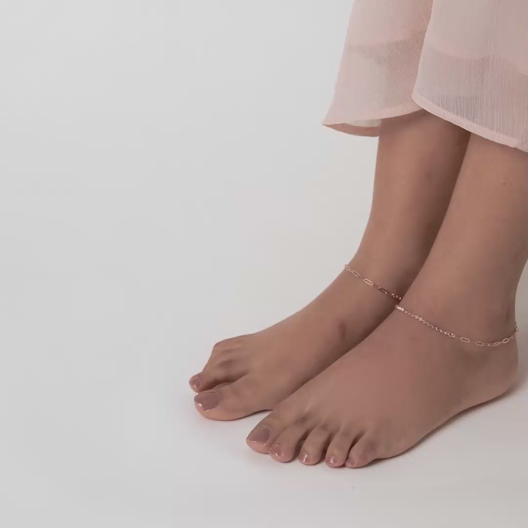 PurpleLuck Tamanna Rose Gold Italian Anklet. Sterling Silver simple daily wear anklet for women and girls. Ideal gift for wife