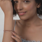 PurpleLuck Nancy Rose Gold Charm Bracelet. Sterling Silver minimal jewellery for women with star and moon charms