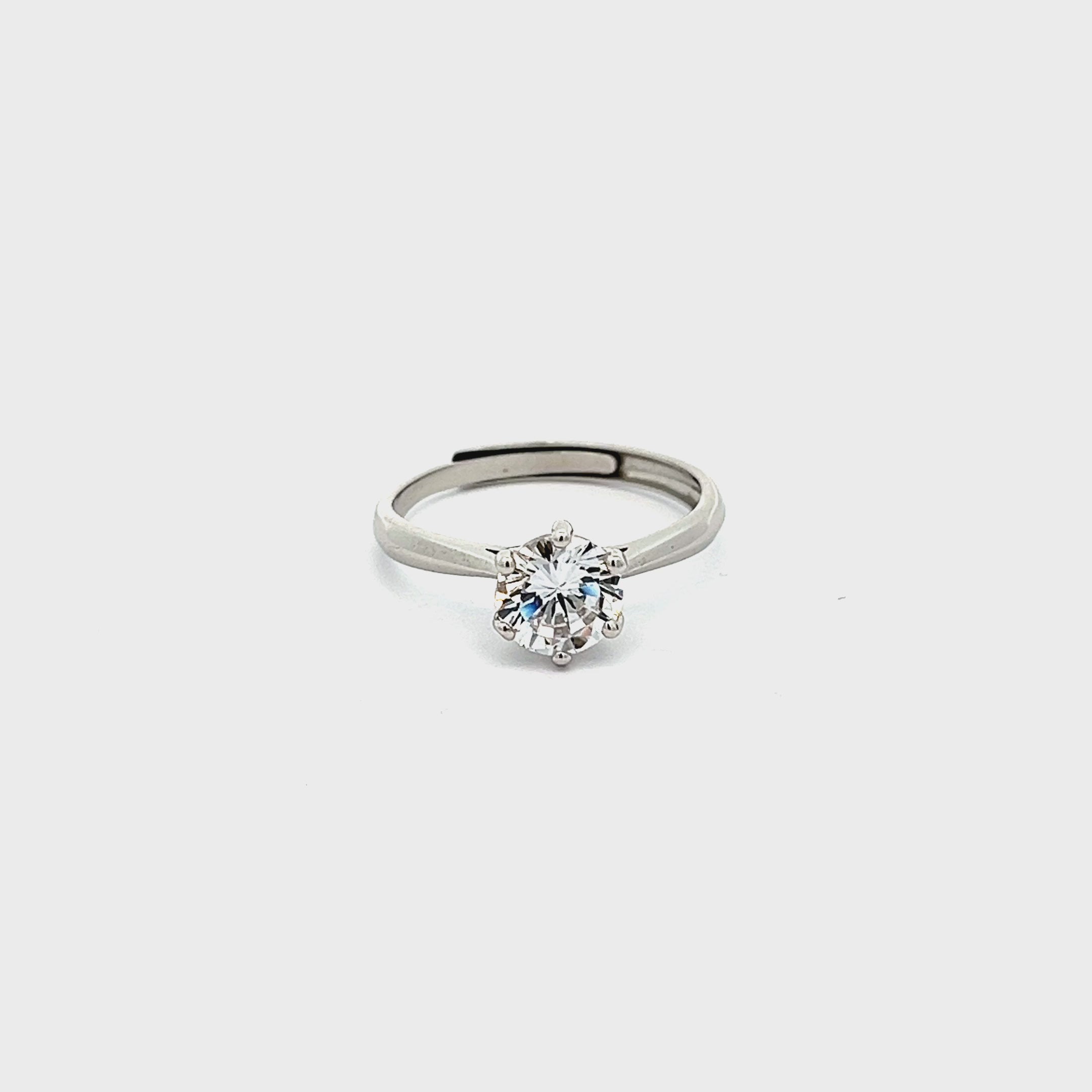 PurpleLuck Audrey 925 Silver Solitaire Ring Adjustable and Elegant ring Perfect for gifting and daily wear