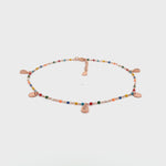 PurpleLuck Giorgia Rose Gold Anklet. Sterling Silver beaded anklet for girls and women or daily wear