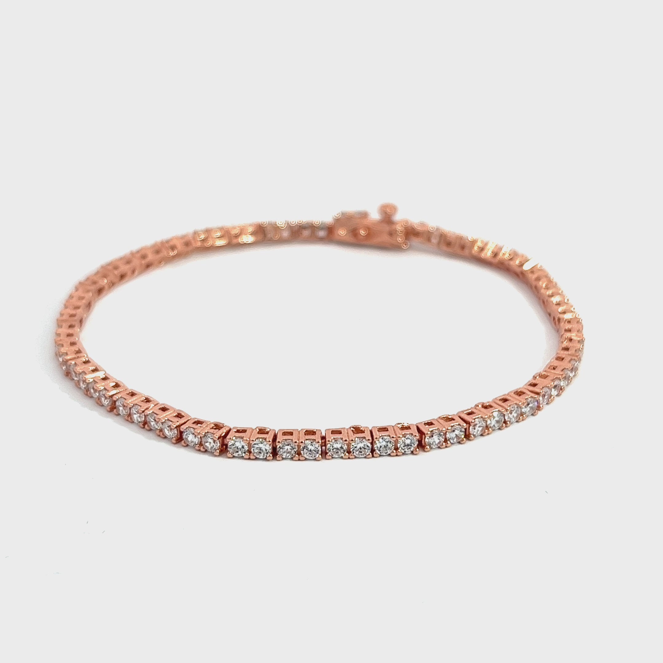 PurpleLuck Lisa Rose Gold Tennis Bracelet. Sterling Silver Sleek and elegant bracelet for women and girls