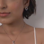 PurpleLuck Mina 999 Silver Pendant Set. Luxury pendant and earrings for women and girls Perfect wedding and Valentines day gift 