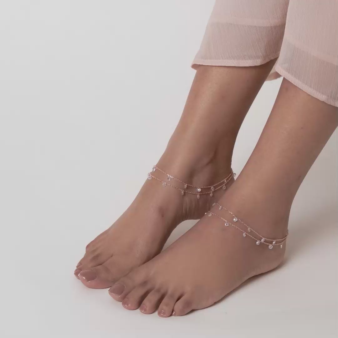 PurpleLuck Stella Rose Gold Double Layered Queen Anklet