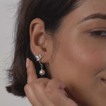 PurpleLuck Nazanin Silver Pearl Drop Earrings. 925 Silver earrings with elegant design ideal for gifting and festive wear