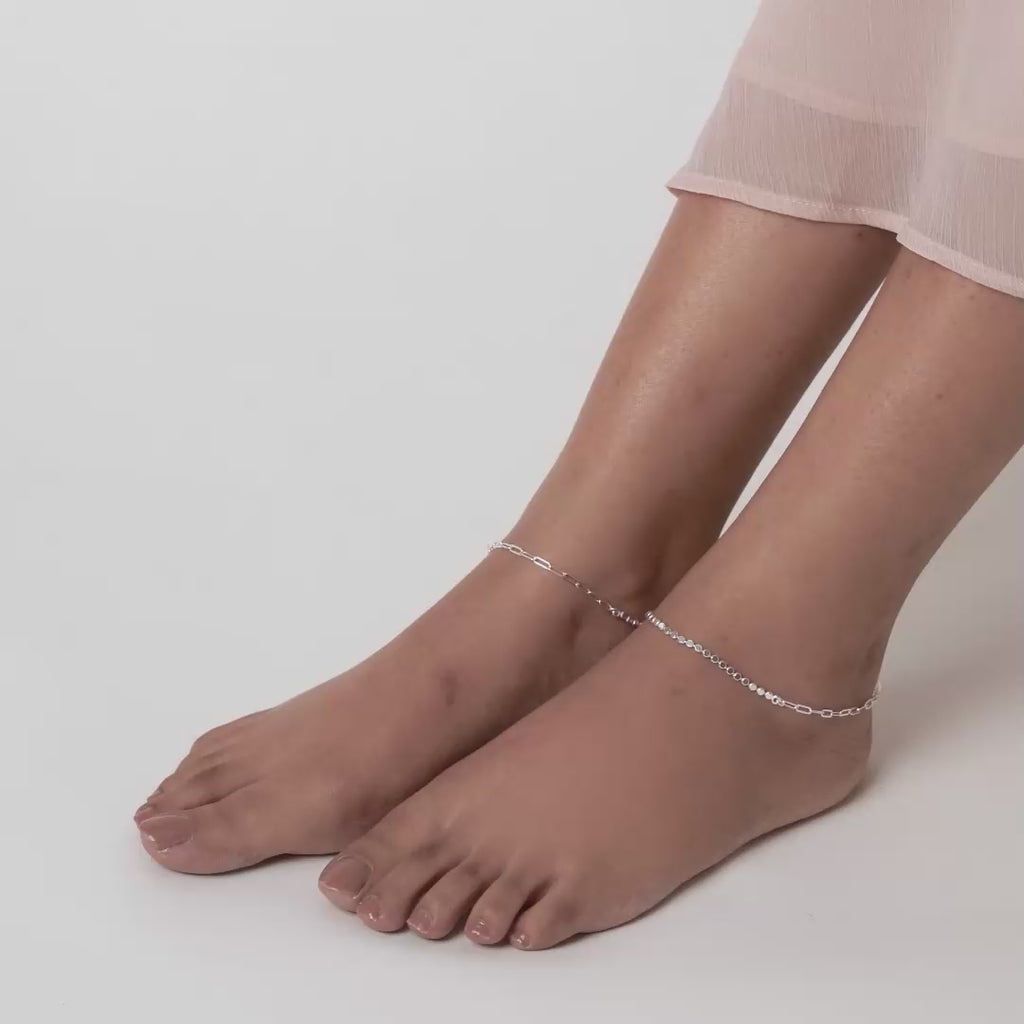 PurpleLuck Tamanna Silver Anklet