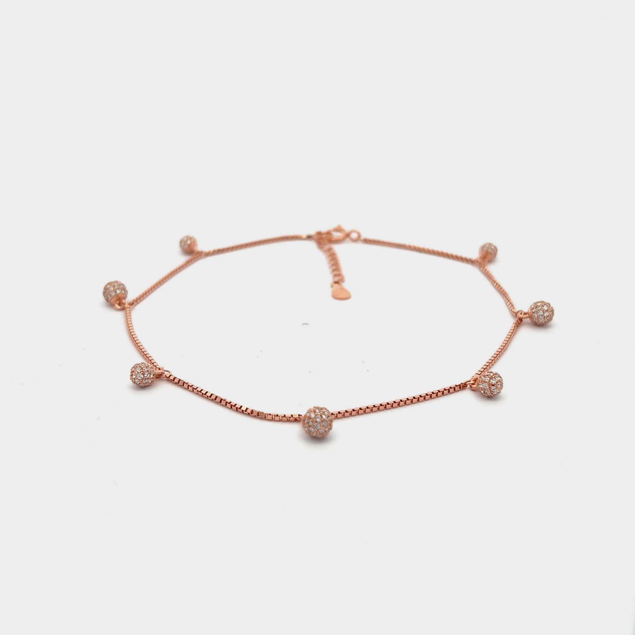 Purpleluck Genelia 925 Silver Anklet- Rose Gold plated anklet with adjustable length. Simple and elegant design for women