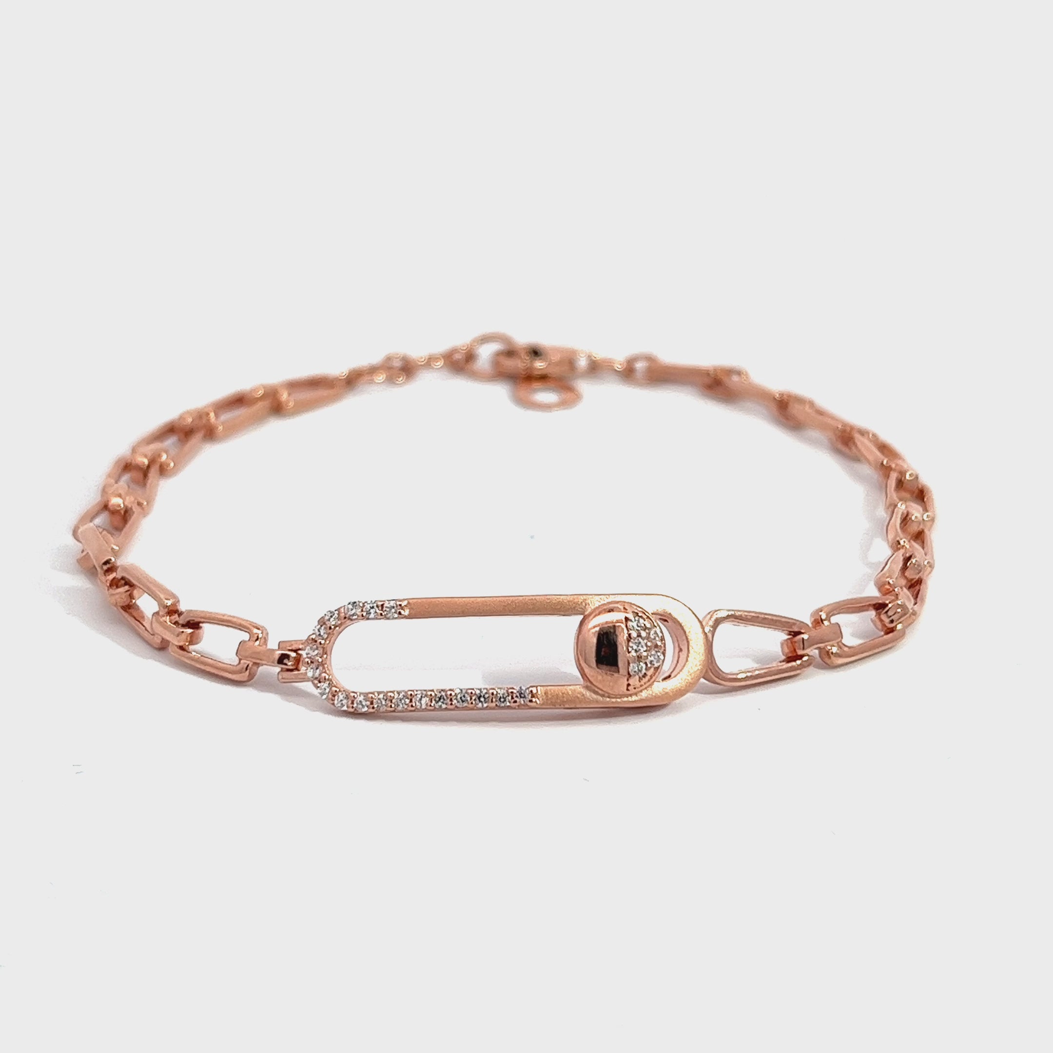 Purpleluck Minissha 925 Silver Bracelet in Rose Gold Plating. Elegant charm bracelet for Women and girls. Ideal Gift for girlfriend.