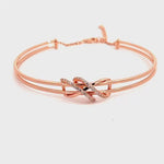 Purpleluck Silver 925 Silver Dual Entangle Bracelet in rose gold plating for girls and women. Sterling Silver bracelet for Romantic gift
