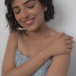 Purpleluck Minissha 925 Silver Bracelet in Rose Gold Plating. Elegant charm bracelet for Women and girls. Ideal Gift for girlfriend.