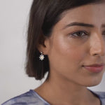 PurpleLuck Anastasia Silver Flower Earrings. Floral design charm earrings for women and girls Perfect for gifting