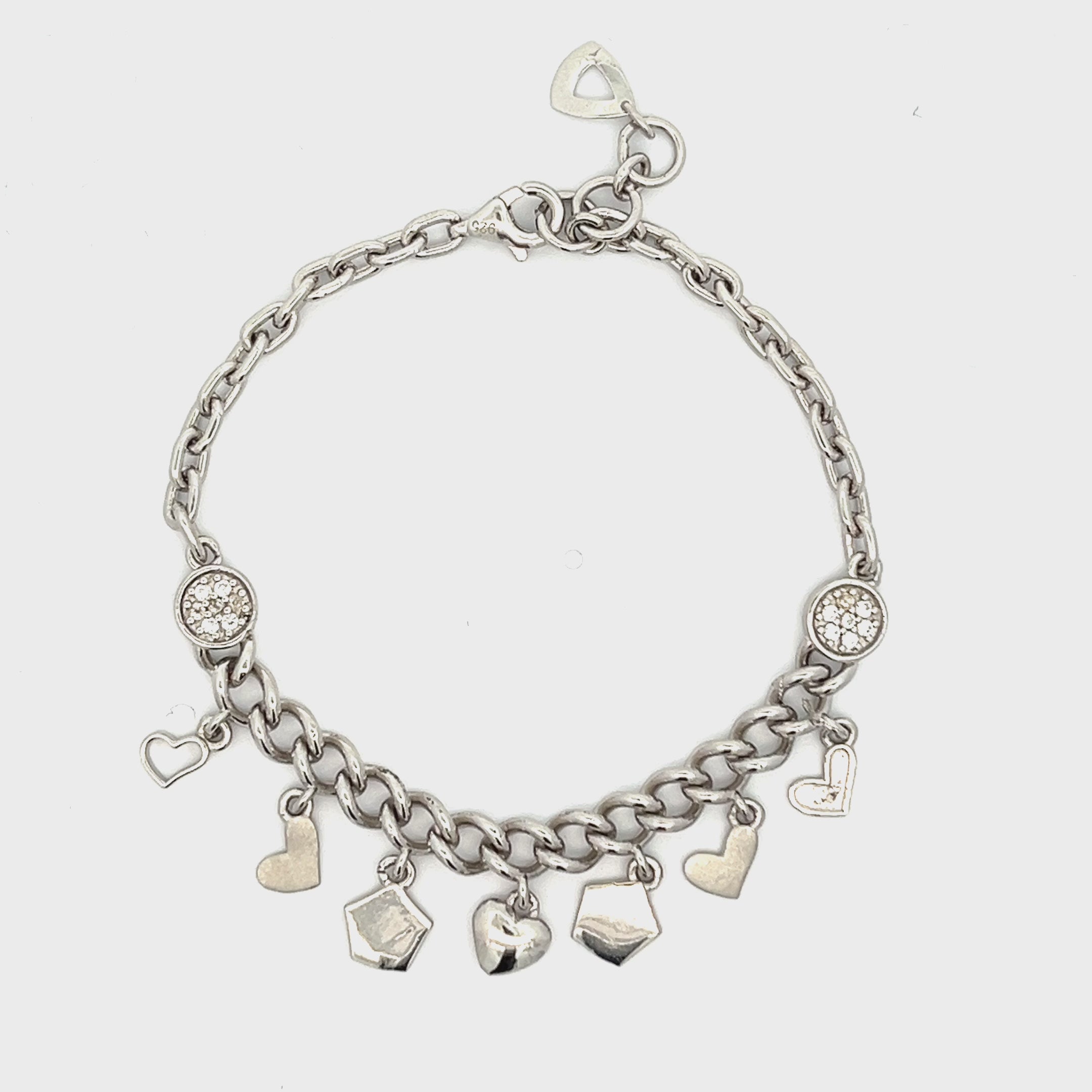 Purpleluck Ileana 925 Silver Charm Bracelet. Sterling Silver festive wear for women and girls. Gift for sister, wife and girlfriend