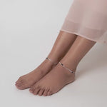 PurpleLuck Rashmika 925 Silver Anklet with black bead. Double layered ankle jewelry for women and girls