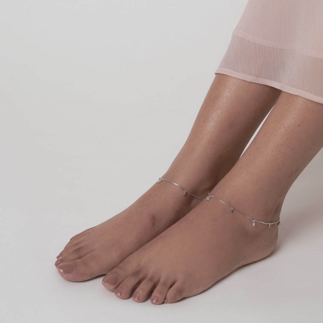 PurpleLuck Claire Silver Charm Anklet
