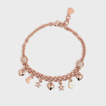 Purpleluck Ileana Rose Gold Charm Bracelet. Sterling Silver festive wear for women and girls. Gift for sister, wife and girlfriend