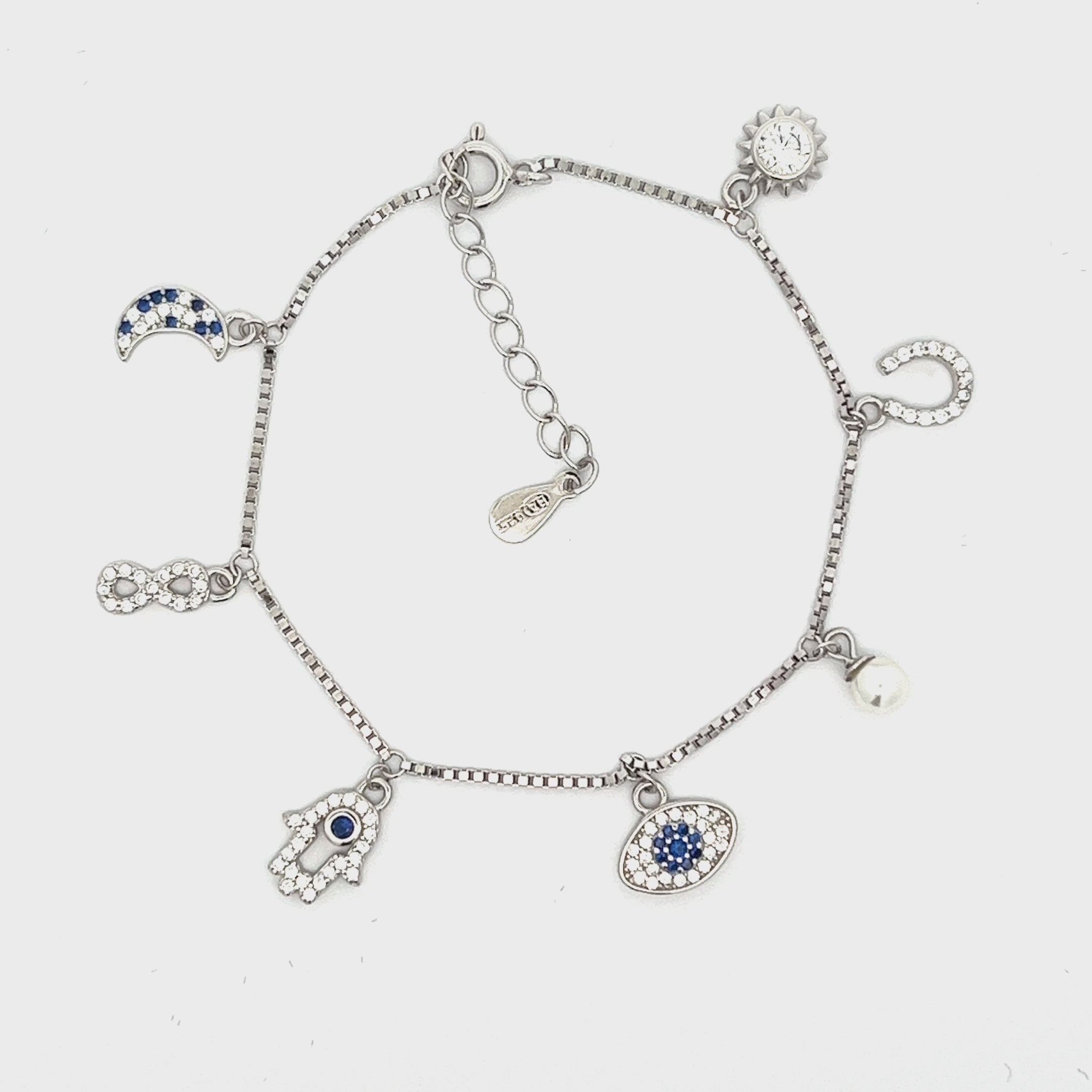 PurpleLuck Lorene Silver Charm Bracelet