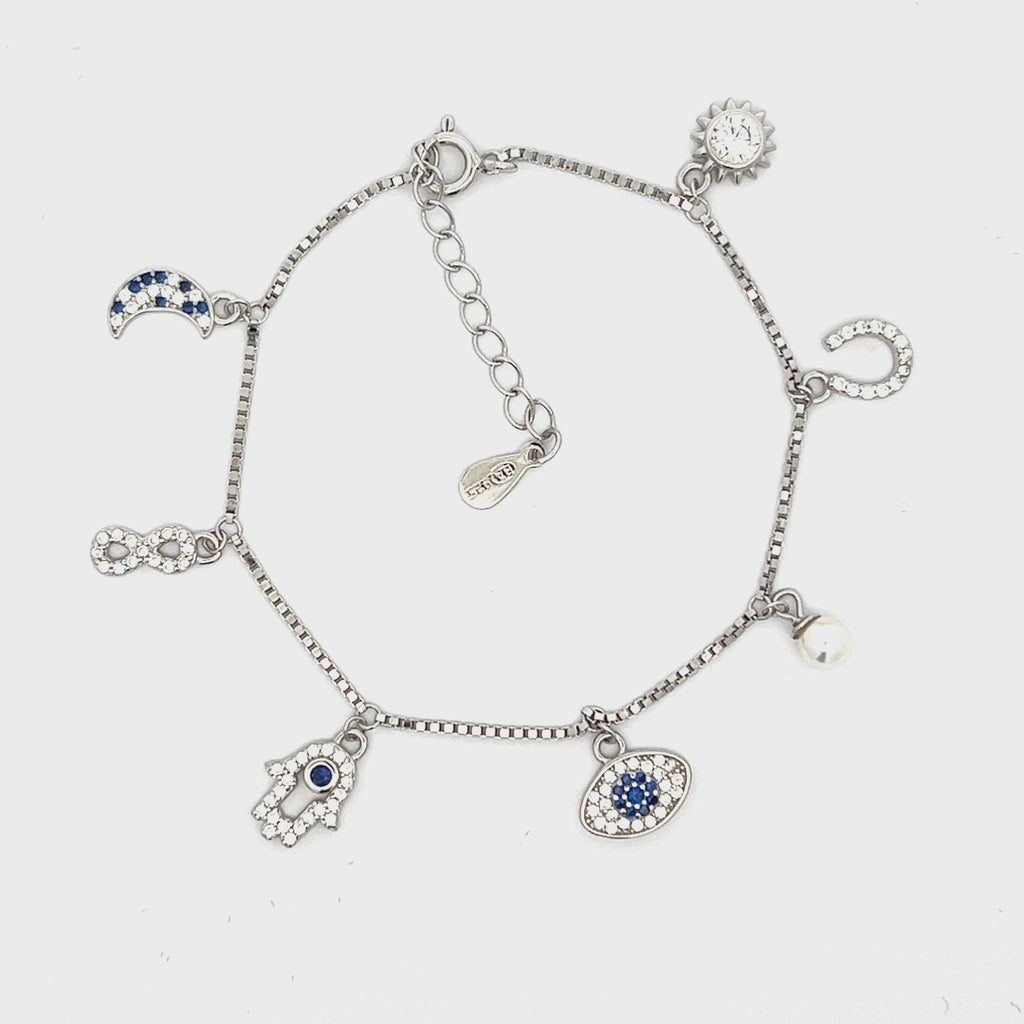 PurpleLuck Lorene Silver Charm Bracelet