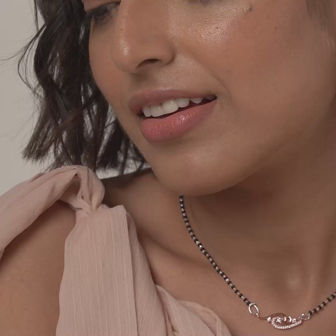 PurpleLuck Sowmya Rose Gold  Mangalsutra 925  Silver elegant and dainty traditional wear